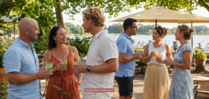 Singles ab 35 treffen sich an einem warmen Augustnachmittag am Maschsee in Hannover.