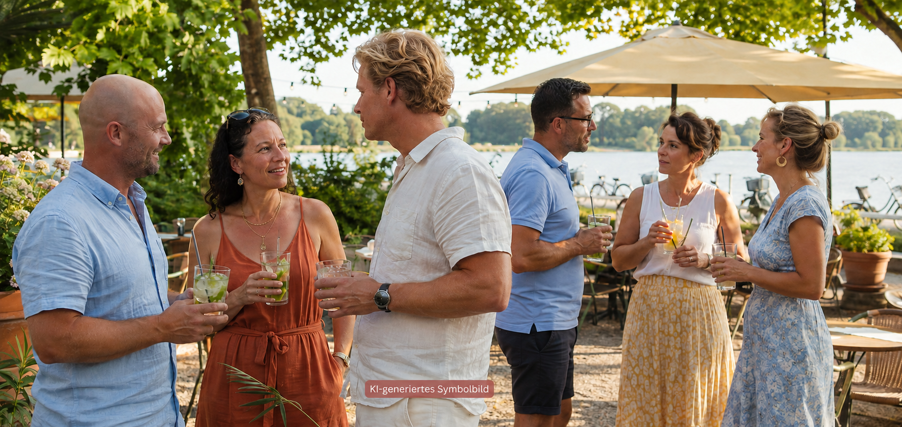 Singles ab 35 treffen sich an einem warmen Augustnachmittag am Maschsee in Hannover.