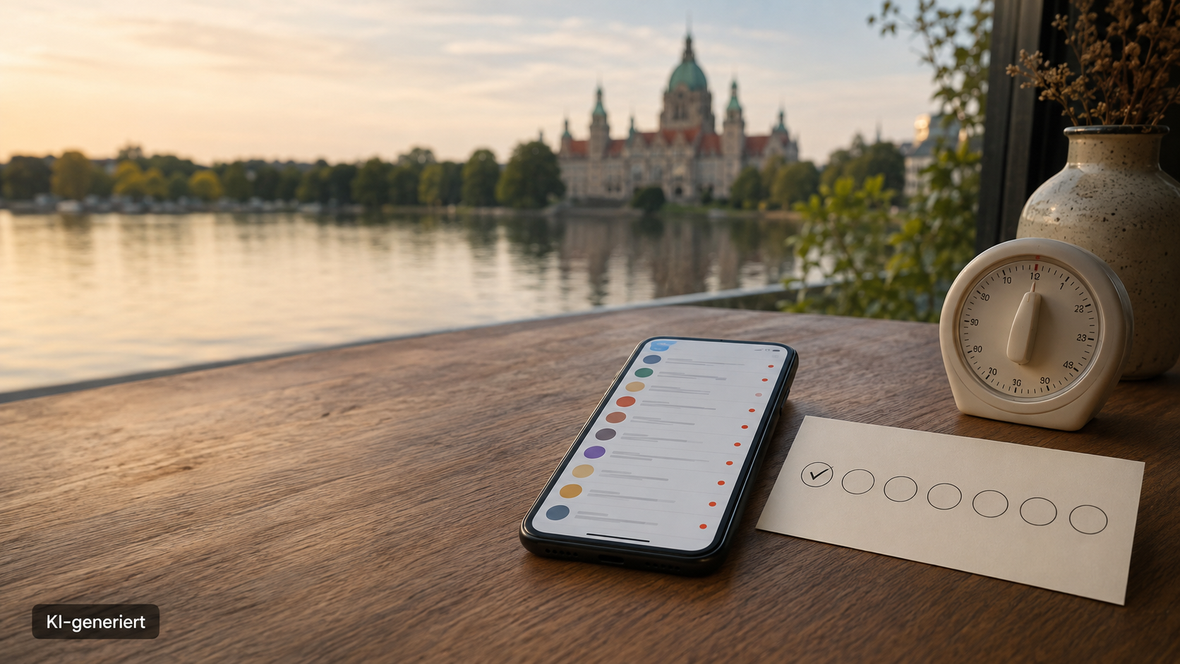 Smartphone mit zahlreichen Chats und einem siebentägigen Dating-Reset am Maschsee in Hannover